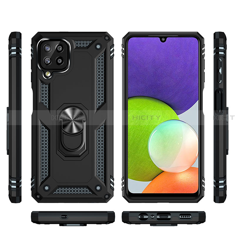 Funda Bumper Silicona y Plastico Mate Carcasa con Magnetico Anillo de dedo Soporte MQ3 para Samsung Galaxy A22 4G