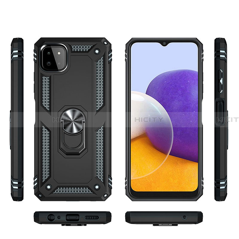 Funda Bumper Silicona y Plastico Mate Carcasa con Magnetico Anillo de dedo Soporte MQ3 para Samsung Galaxy A22 5G