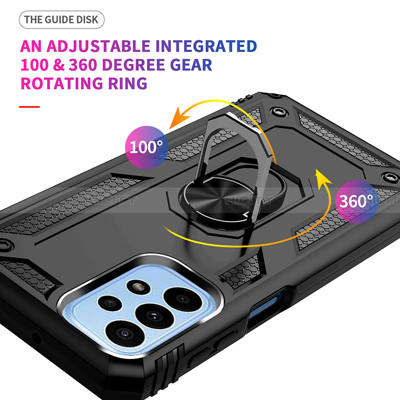 Funda Bumper Silicona y Plastico Mate Carcasa con Magnetico Anillo de dedo Soporte MQ3 para Samsung Galaxy A23 4G