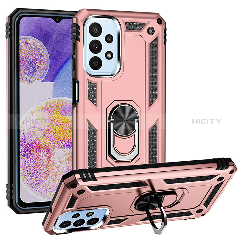 Funda Bumper Silicona y Plastico Mate Carcasa con Magnetico Anillo de dedo Soporte MQ3 para Samsung Galaxy A23 5G