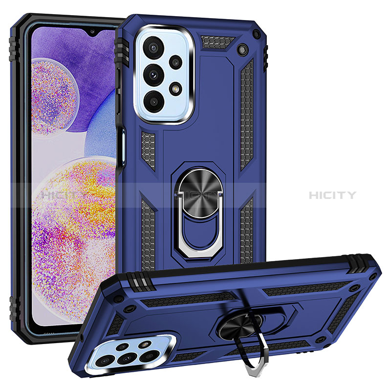 Funda Bumper Silicona y Plastico Mate Carcasa con Magnetico Anillo de dedo Soporte MQ3 para Samsung Galaxy A23 5G