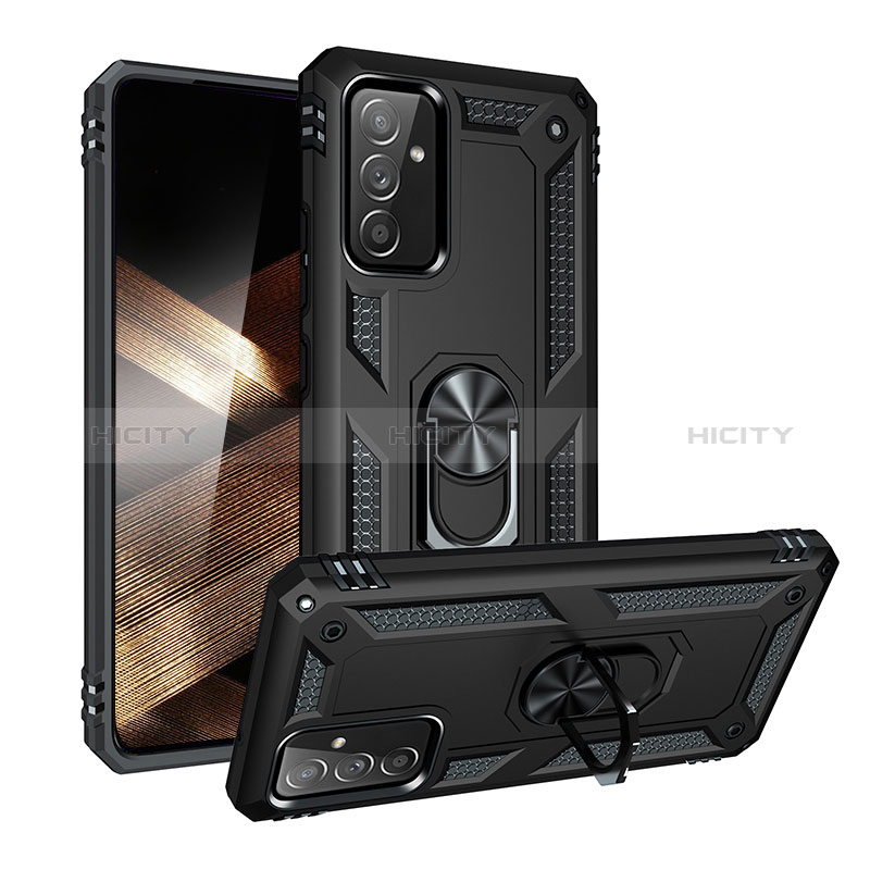 Funda Bumper Silicona y Plastico Mate Carcasa con Magnetico Anillo de dedo Soporte MQ3 para Samsung Galaxy A55 5G Negro