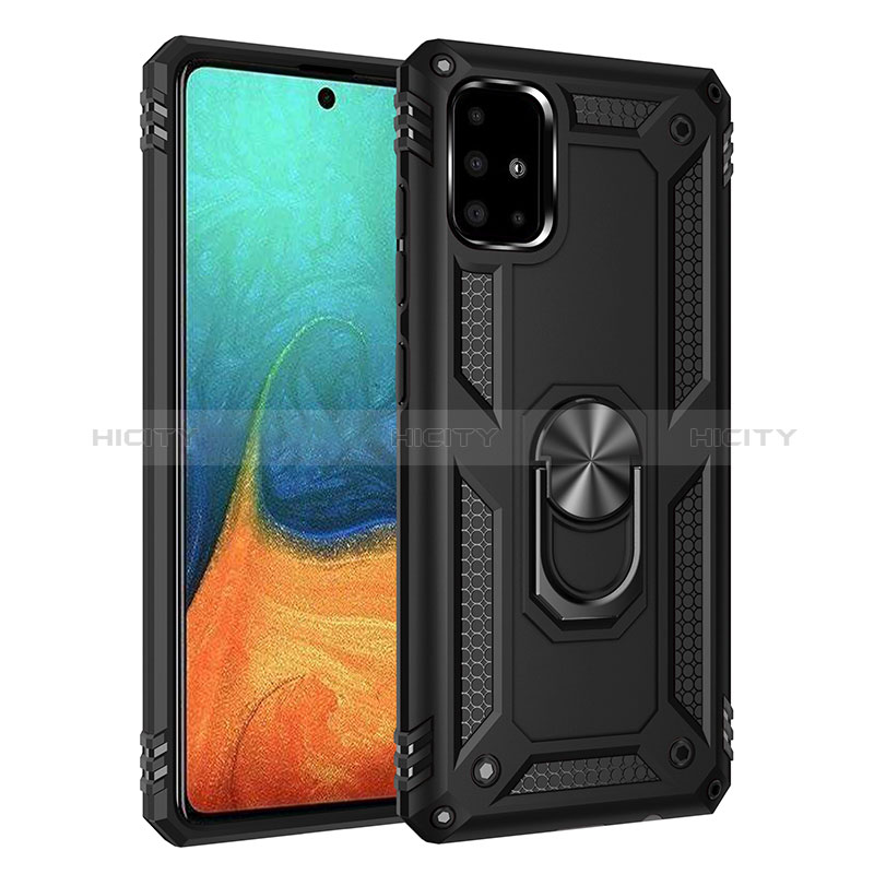 Funda Bumper Silicona y Plastico Mate Carcasa con Magnetico Anillo de dedo Soporte MQ3 para Samsung Galaxy A71 5G