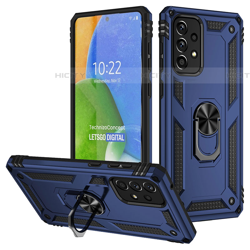 Funda Bumper Silicona y Plastico Mate Carcasa con Magnetico Anillo de dedo Soporte MQ3 para Samsung Galaxy A73 5G