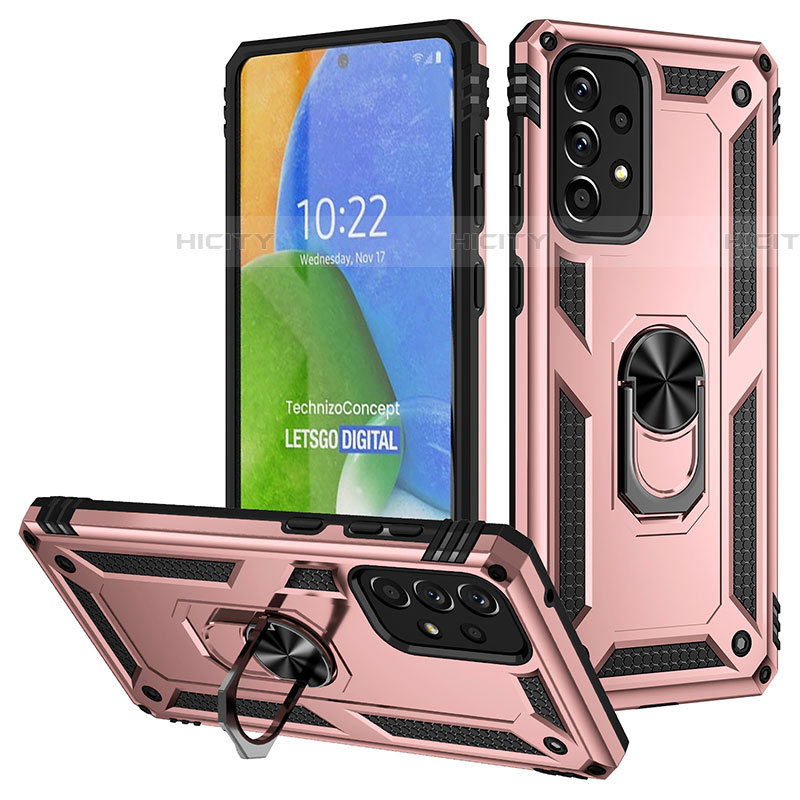 Funda Bumper Silicona y Plastico Mate Carcasa con Magnetico Anillo de dedo Soporte MQ3 para Samsung Galaxy A73 5G