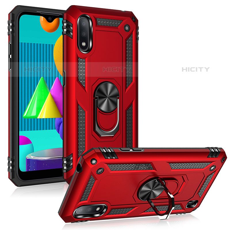 Funda Bumper Silicona y Plastico Mate Carcasa con Magnetico Anillo de dedo Soporte MQ3 para Samsung Galaxy M01