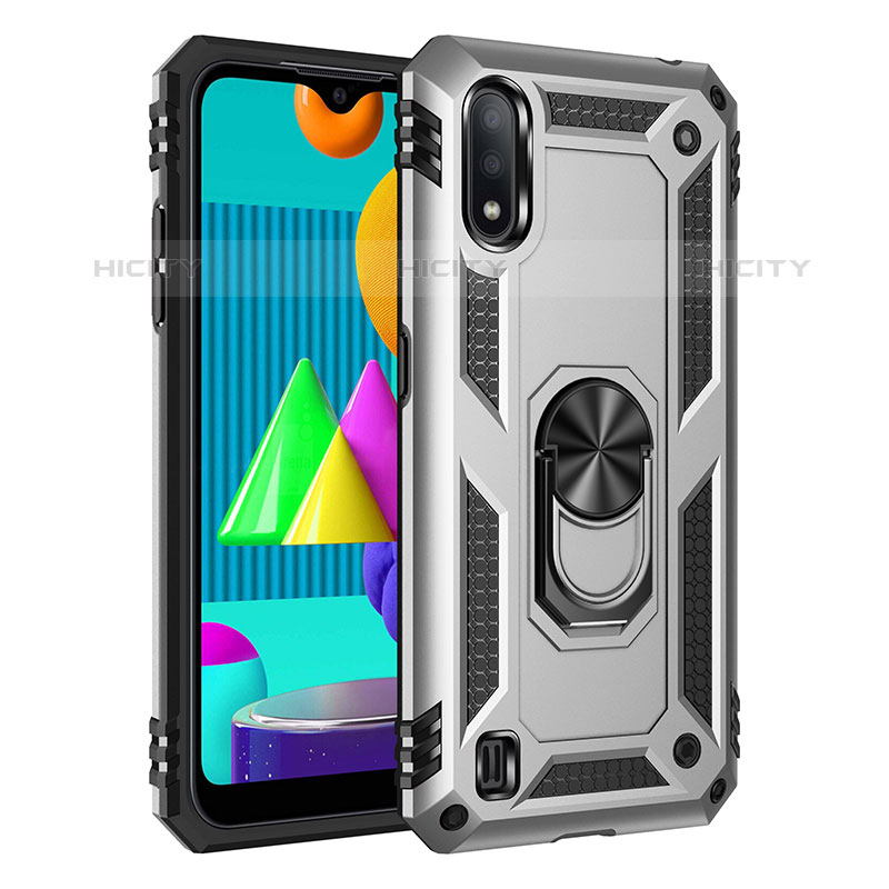 Funda Bumper Silicona y Plastico Mate Carcasa con Magnetico Anillo de dedo Soporte MQ3 para Samsung Galaxy M01