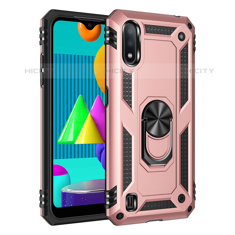 Funda Bumper Silicona y Plastico Mate Carcasa con Magnetico Anillo de dedo Soporte MQ3 para Samsung Galaxy M01