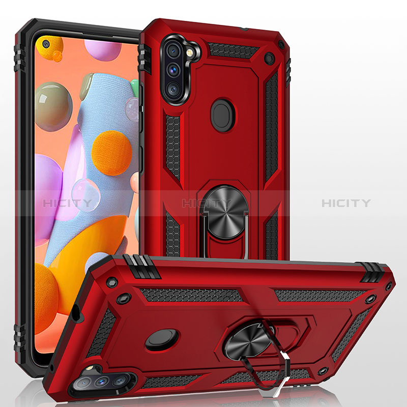 Funda Bumper Silicona y Plastico Mate Carcasa con Magnetico Anillo de dedo Soporte MQ3 para Samsung Galaxy M11