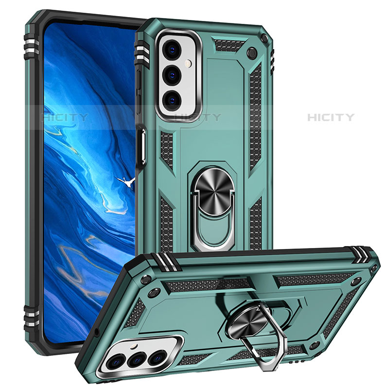 Funda Bumper Silicona y Plastico Mate Carcasa con Magnetico Anillo de dedo Soporte MQ3 para Samsung Galaxy M23 5G Verde