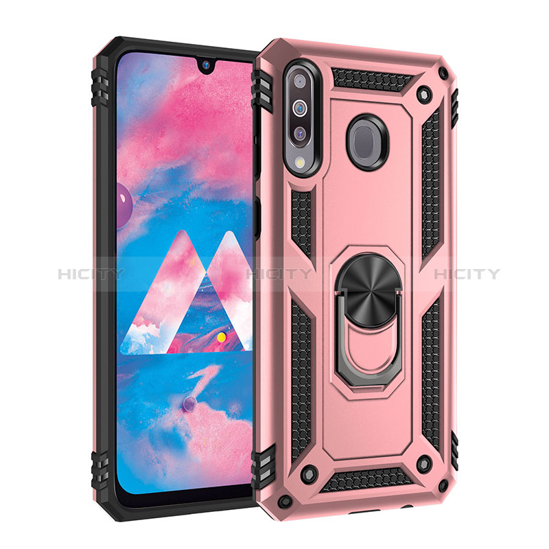 Funda Bumper Silicona y Plastico Mate Carcasa con Magnetico Anillo de dedo Soporte MQ3 para Samsung Galaxy M30