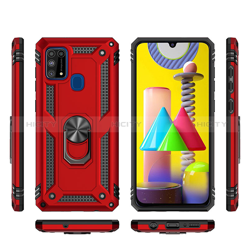 Funda Bumper Silicona y Plastico Mate Carcasa con Magnetico Anillo de dedo Soporte MQ3 para Samsung Galaxy M31