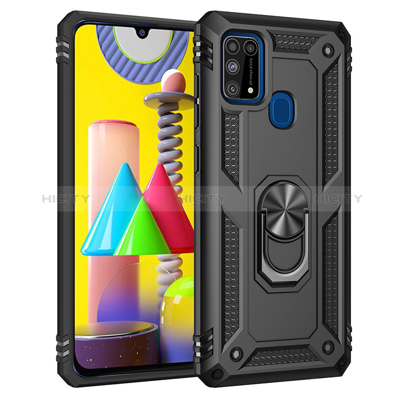 Funda Bumper Silicona y Plastico Mate Carcasa con Magnetico Anillo de dedo Soporte MQ3 para Samsung Galaxy M31