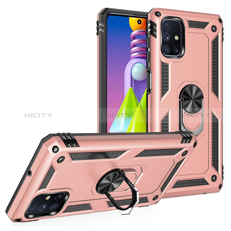 Funda Bumper Silicona y Plastico Mate Carcasa con Magnetico Anillo de dedo Soporte MQ3 para Samsung Galaxy M51