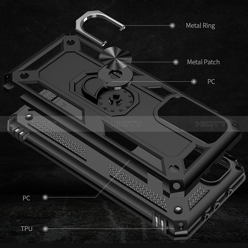 Funda Bumper Silicona y Plastico Mate Carcasa con Magnetico Anillo de dedo Soporte MQ3 para Xiaomi Mi 10T 5G