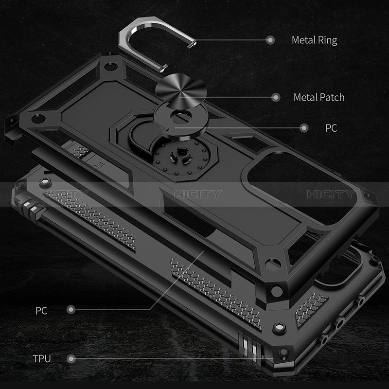 Funda Bumper Silicona y Plastico Mate Carcasa con Magnetico Anillo de dedo Soporte MQ3 para Xiaomi Mi 10T Pro 5G