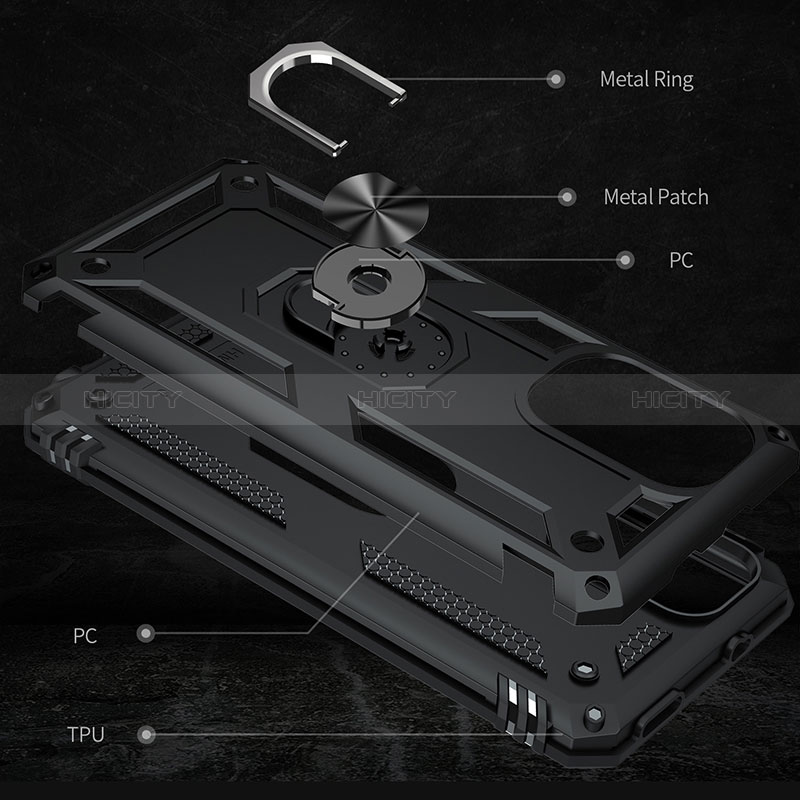 Funda Bumper Silicona y Plastico Mate Carcasa con Magnetico Anillo de dedo Soporte MQ3 para Xiaomi Mi 11i 5G
