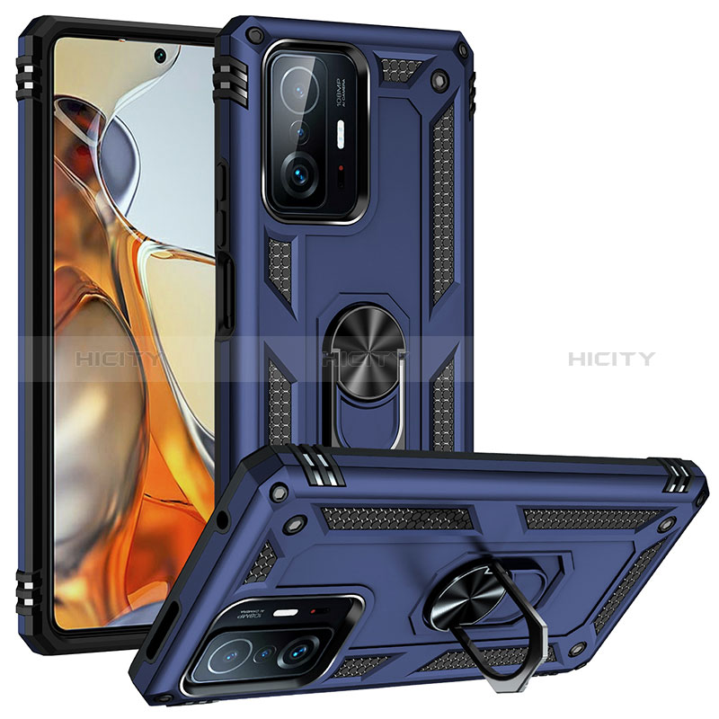 Funda Bumper Silicona y Plastico Mate Carcasa con Magnetico Anillo de dedo Soporte MQ3 para Xiaomi Mi 11T 5G