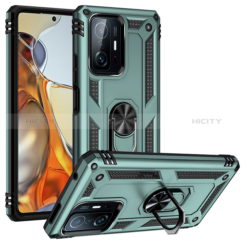 Funda Bumper Silicona y Plastico Mate Carcasa con Magnetico Anillo de dedo Soporte MQ3 para Xiaomi Mi 11T 5G