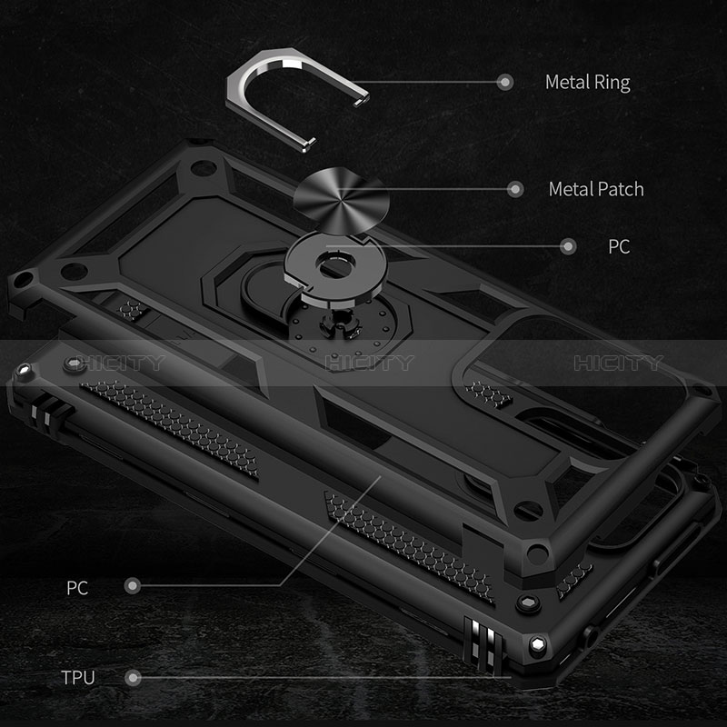 Funda Bumper Silicona y Plastico Mate Carcasa con Magnetico Anillo de dedo Soporte MQ3 para Xiaomi Mi 11T 5G
