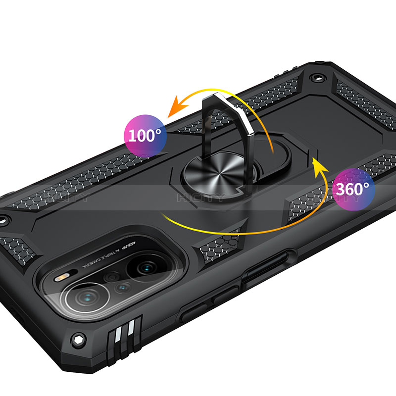 Funda Bumper Silicona y Plastico Mate Carcasa con Magnetico Anillo de dedo Soporte MQ3 para Xiaomi Mi 11X 5G