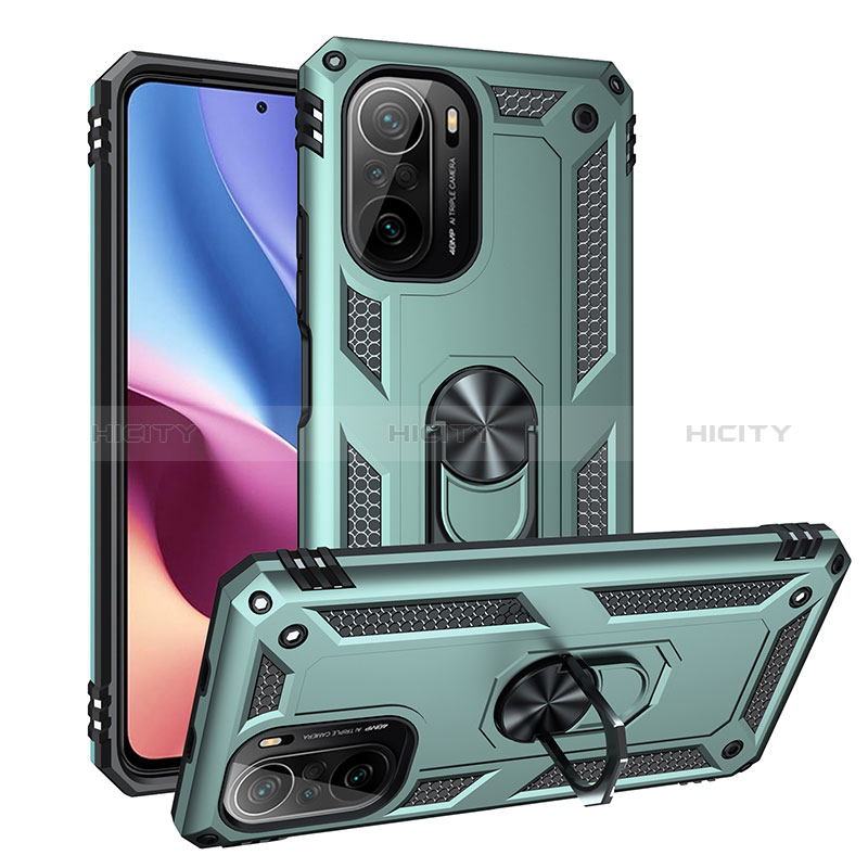 Funda Bumper Silicona y Plastico Mate Carcasa con Magnetico Anillo de dedo Soporte MQ3 para Xiaomi Mi 11X Pro 5G