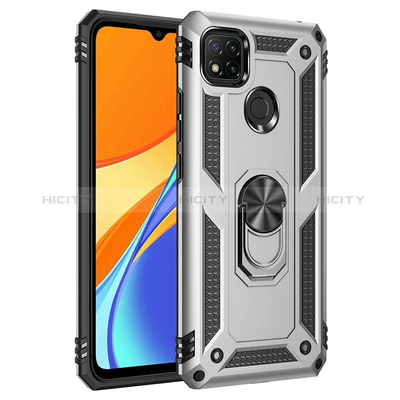 Funda Bumper Silicona y Plastico Mate Carcasa con Magnetico Anillo de dedo Soporte MQ3 para Xiaomi POCO C3