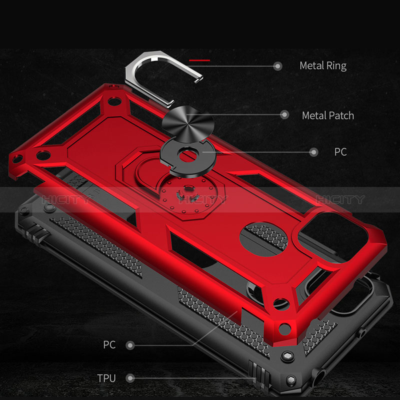 Funda Bumper Silicona y Plastico Mate Carcasa con Magnetico Anillo de dedo Soporte MQ3 para Xiaomi POCO C31