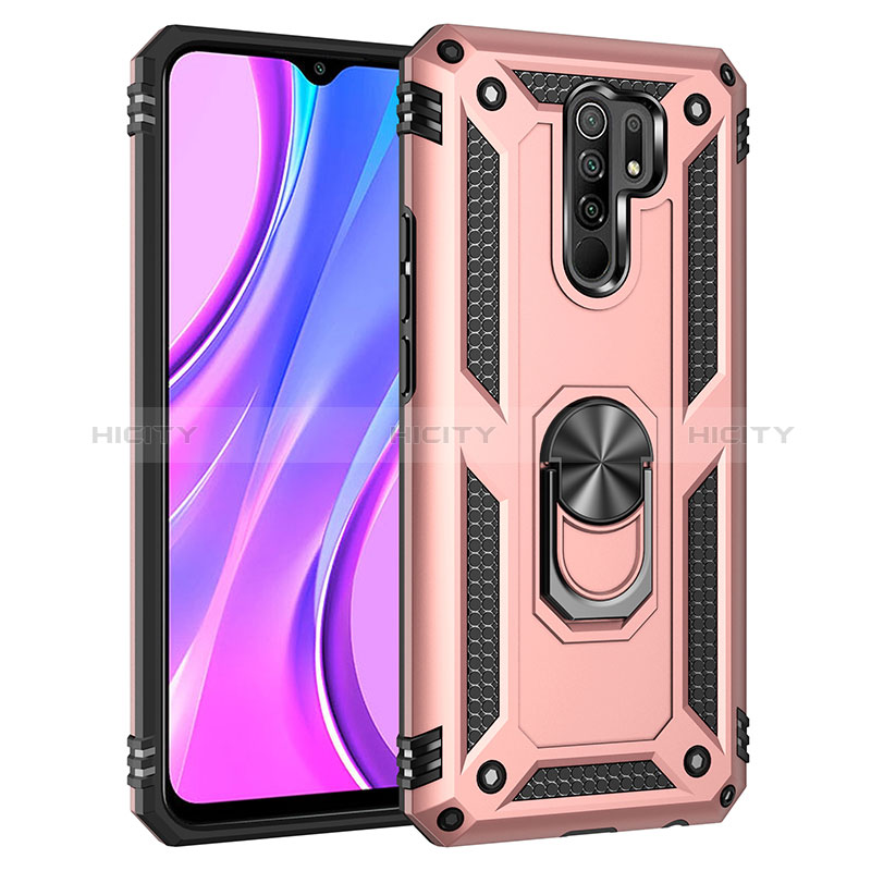 Funda Bumper Silicona y Plastico Mate Carcasa con Magnetico Anillo de dedo Soporte MQ3 para Xiaomi Poco M2