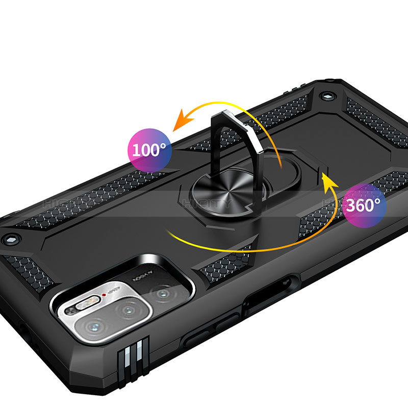 Funda Bumper Silicona y Plastico Mate Carcasa con Magnetico Anillo de dedo Soporte MQ3 para Xiaomi POCO M3 Pro 5G