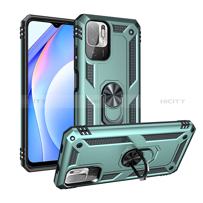 Funda Bumper Silicona y Plastico Mate Carcasa con Magnetico Anillo de dedo Soporte MQ3 para Xiaomi POCO M3 Pro 5G