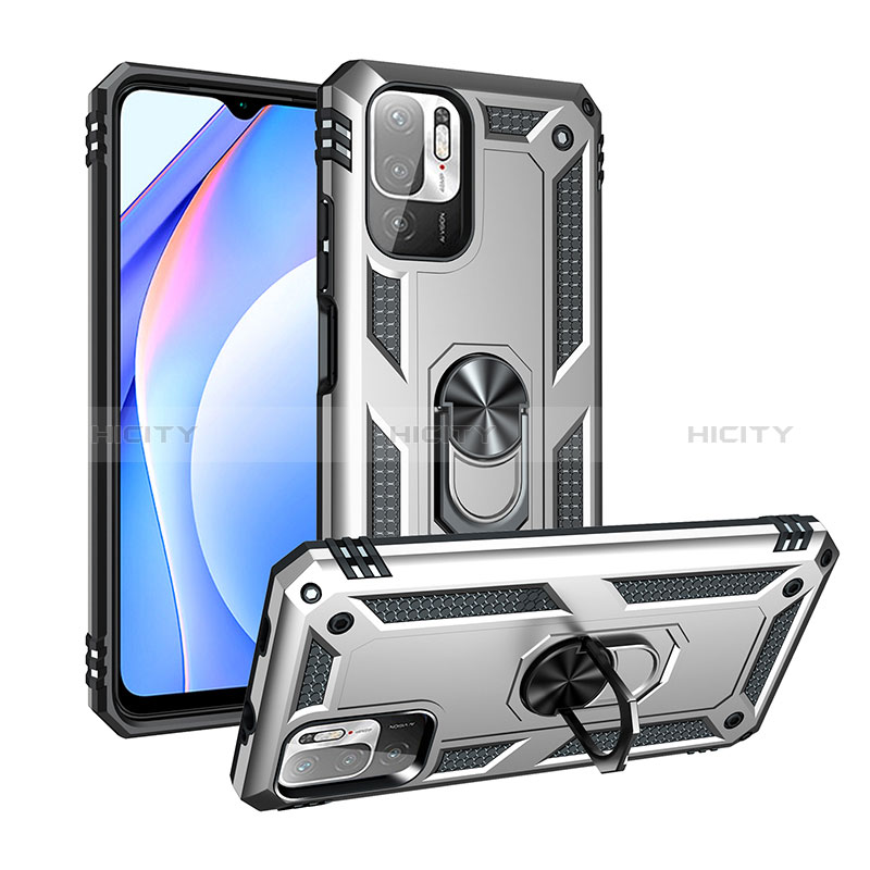 Funda Bumper Silicona y Plastico Mate Carcasa con Magnetico Anillo de dedo Soporte MQ3 para Xiaomi POCO M3 Pro 5G