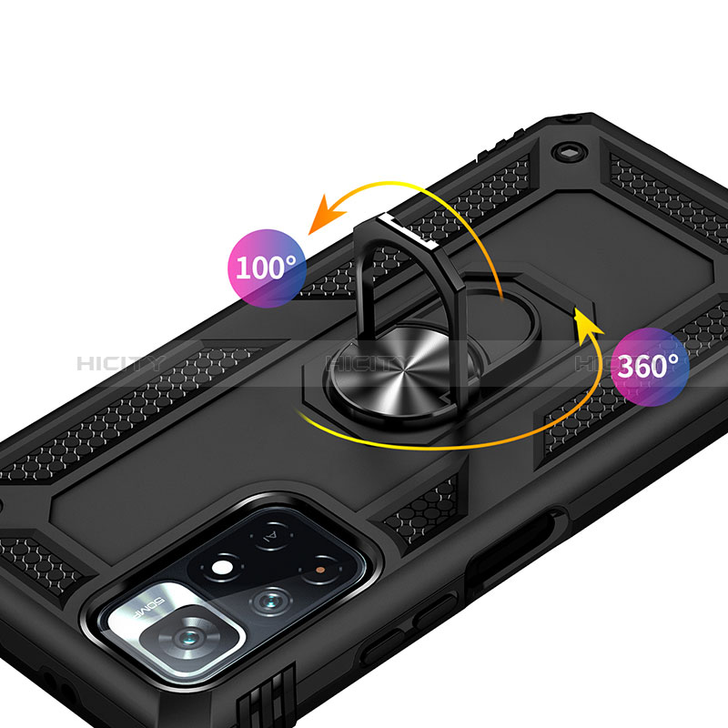 Funda Bumper Silicona y Plastico Mate Carcasa con Magnetico Anillo de dedo Soporte MQ3 para Xiaomi Poco M4 Pro 5G