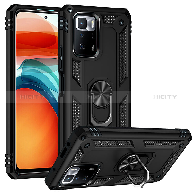 Funda Bumper Silicona y Plastico Mate Carcasa con Magnetico Anillo de dedo Soporte MQ3 para Xiaomi Poco X3 GT 5G