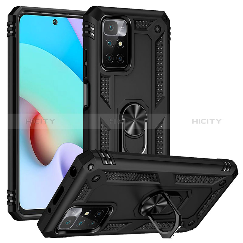 Funda Bumper Silicona y Plastico Mate Carcasa con Magnetico Anillo de dedo Soporte MQ3 para Xiaomi Redmi 10 (2022)