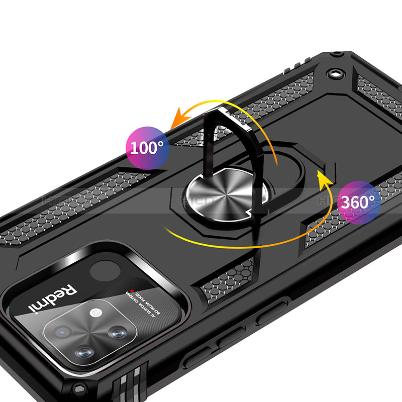 Funda Bumper Silicona y Plastico Mate Carcasa con Magnetico Anillo de dedo Soporte MQ3 para Xiaomi Redmi 10 India