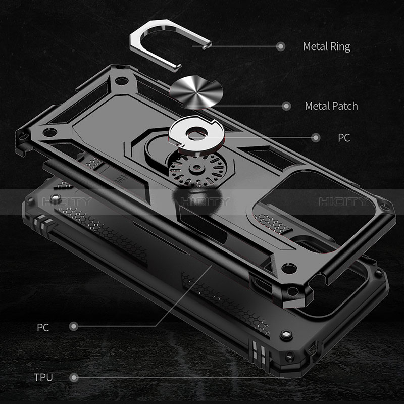 Funda Bumper Silicona y Plastico Mate Carcasa con Magnetico Anillo de dedo Soporte MQ3 para Xiaomi Redmi 10C 4G