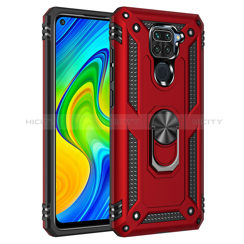 Funda Bumper Silicona y Plastico Mate Carcasa con Magnetico Anillo de dedo Soporte MQ3 para Xiaomi Redmi 10X 4G Rojo