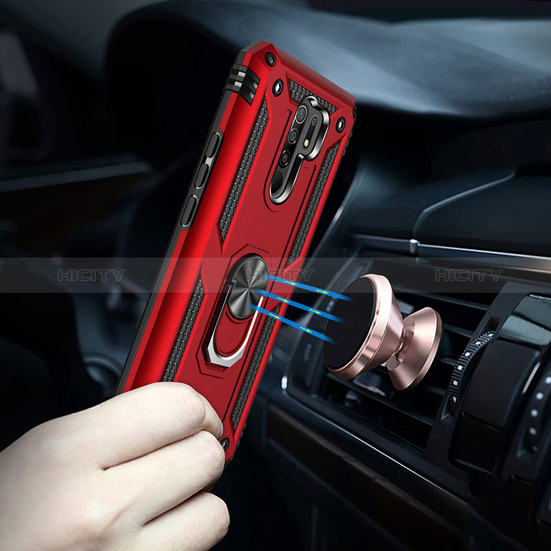 Funda Bumper Silicona y Plastico Mate Carcasa con Magnetico Anillo de dedo Soporte MQ3 para Xiaomi Redmi 9