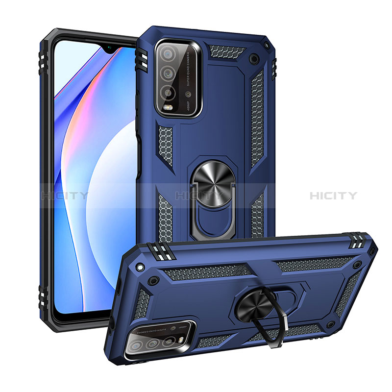 Funda Bumper Silicona y Plastico Mate Carcasa con Magnetico Anillo de dedo Soporte MQ3 para Xiaomi Redmi 9 Power