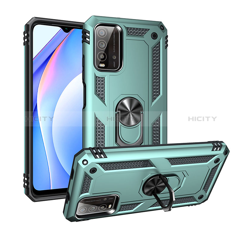 Funda Bumper Silicona y Plastico Mate Carcasa con Magnetico Anillo de dedo Soporte MQ3 para Xiaomi Redmi 9 Power