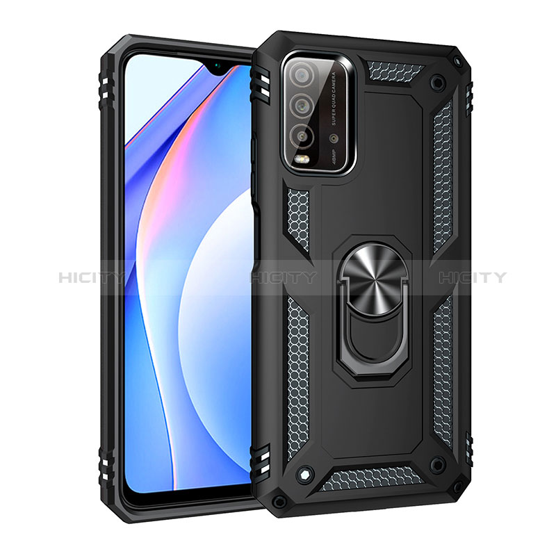 Funda Bumper Silicona y Plastico Mate Carcasa con Magnetico Anillo de dedo Soporte MQ3 para Xiaomi Redmi 9 Power