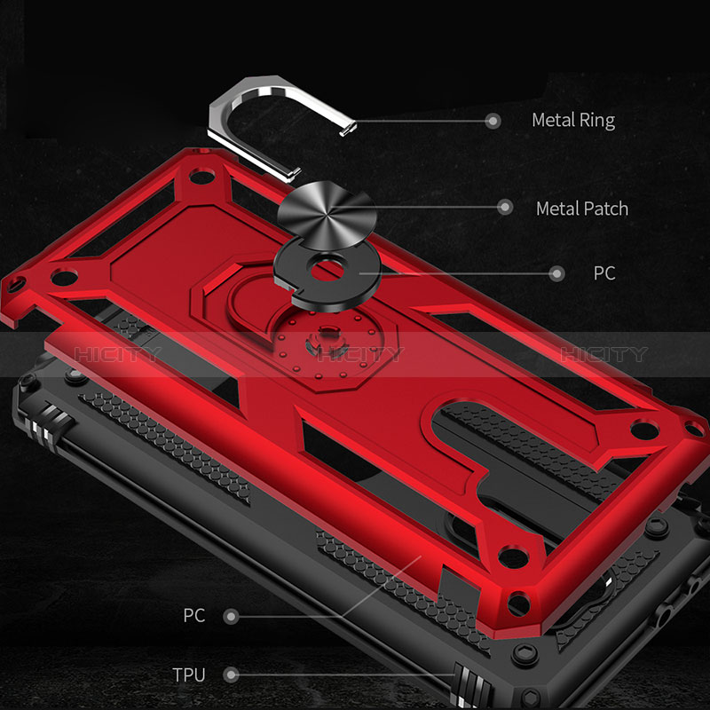 Funda Bumper Silicona y Plastico Mate Carcasa con Magnetico Anillo de dedo Soporte MQ3 para Xiaomi Redmi 9 Prime India