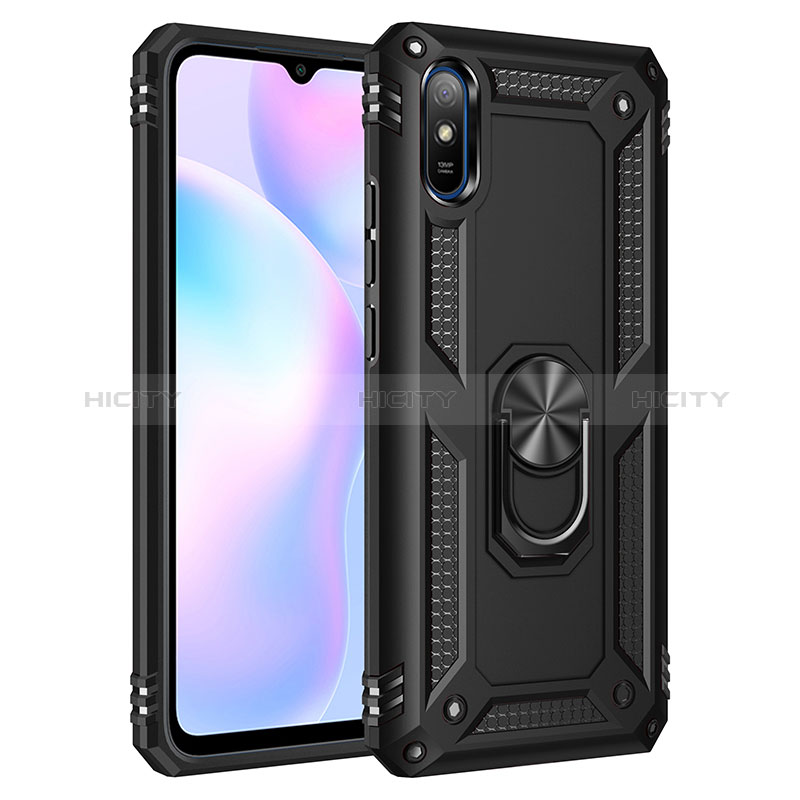 Funda Bumper Silicona y Plastico Mate Carcasa con Magnetico Anillo de dedo Soporte MQ3 para Xiaomi Redmi 9A