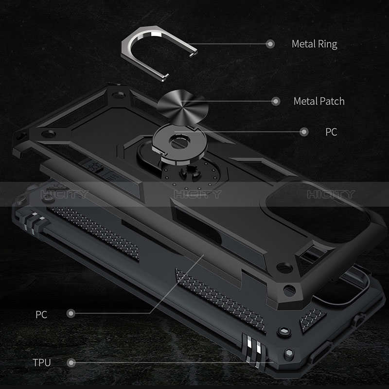 Funda Bumper Silicona y Plastico Mate Carcasa con Magnetico Anillo de dedo Soporte MQ3 para Xiaomi Redmi 9T 4G