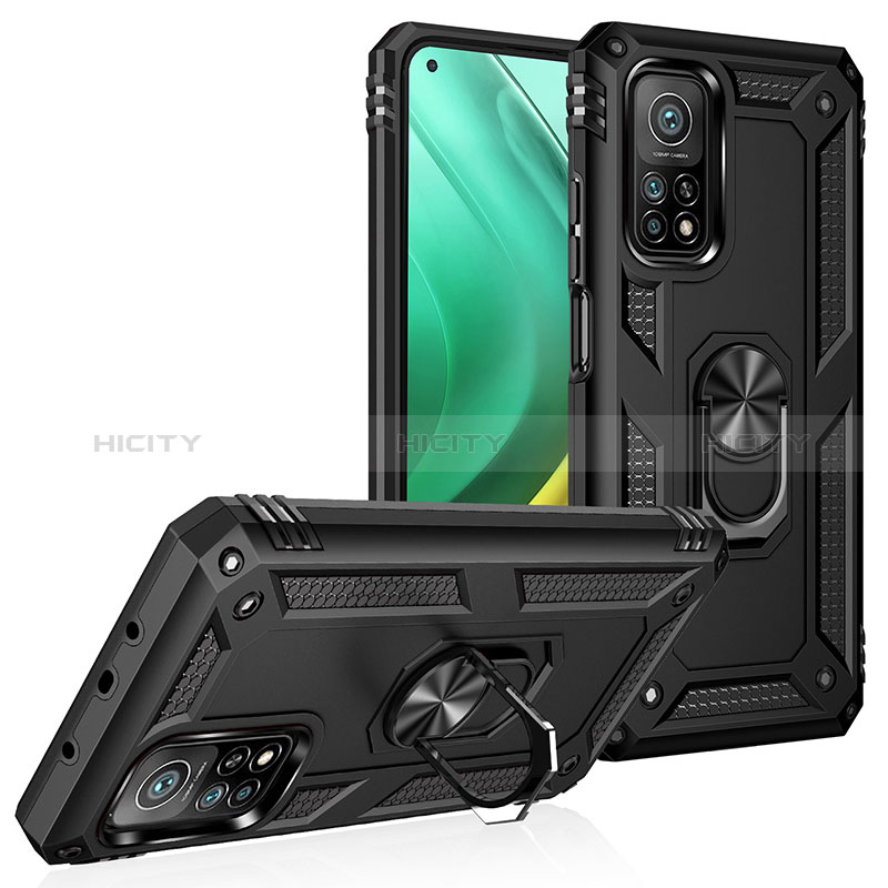 Funda Bumper Silicona y Plastico Mate Carcasa con Magnetico Anillo de dedo Soporte MQ3 para Xiaomi Redmi K30S 5G Negro