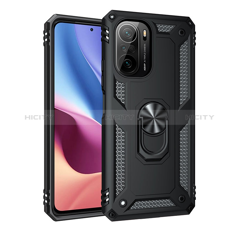 Funda Bumper Silicona y Plastico Mate Carcasa con Magnetico Anillo de dedo Soporte MQ3 para Xiaomi Redmi K40 5G