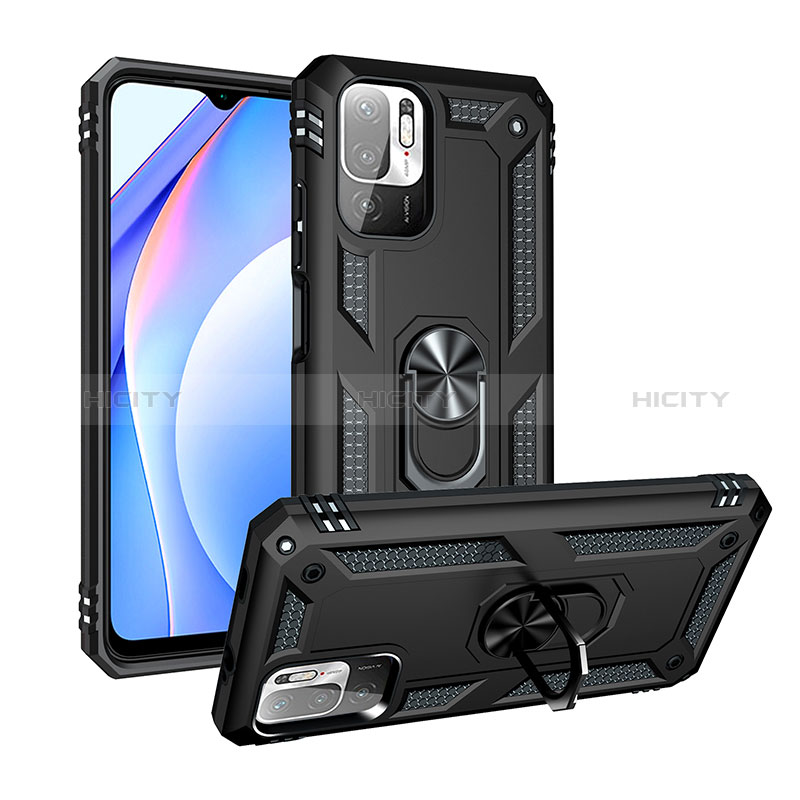 Funda Bumper Silicona y Plastico Mate Carcasa con Magnetico Anillo de dedo Soporte MQ3 para Xiaomi Redmi Note 10 5G