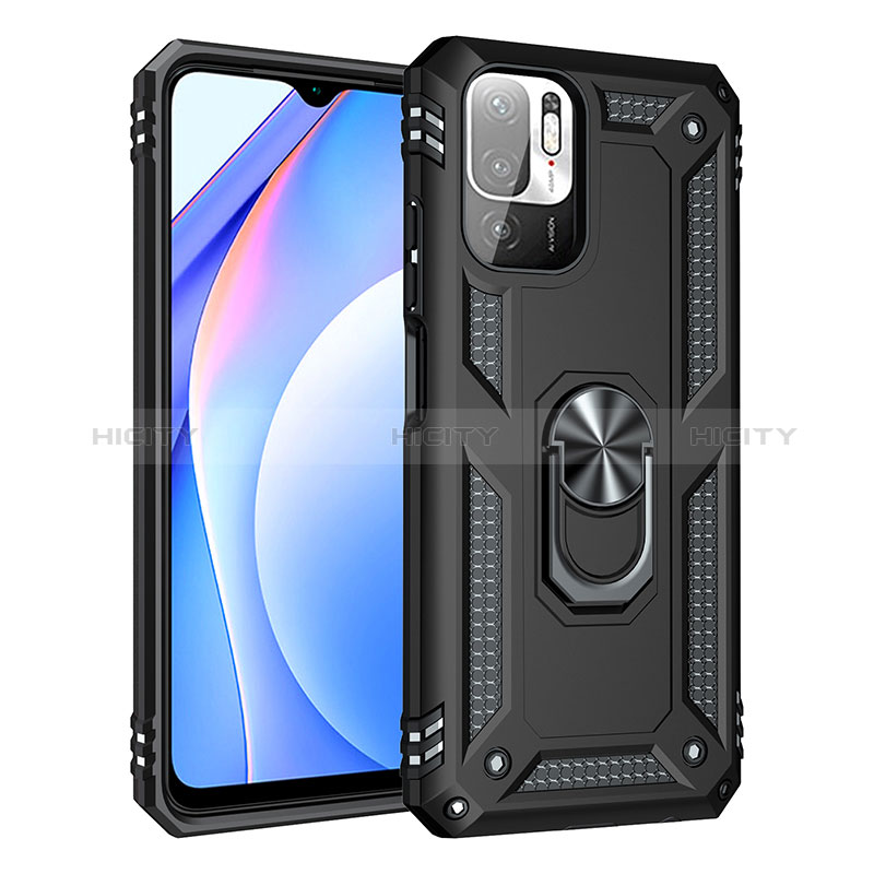 Funda Bumper Silicona y Plastico Mate Carcasa con Magnetico Anillo de dedo Soporte MQ3 para Xiaomi Redmi Note 10 5G