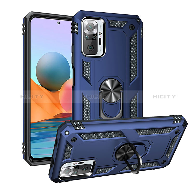 Funda Bumper Silicona y Plastico Mate Carcasa con Magnetico Anillo de dedo Soporte MQ3 para Xiaomi Redmi Note 10 Pro 4G